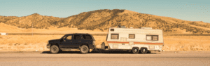 Travel Trailer towed by a truck