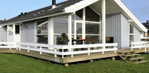 Exterior of a house with a front deck