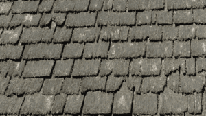 close up of an old shingle roof