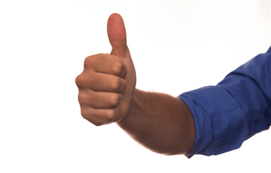 man showing a thumbs up