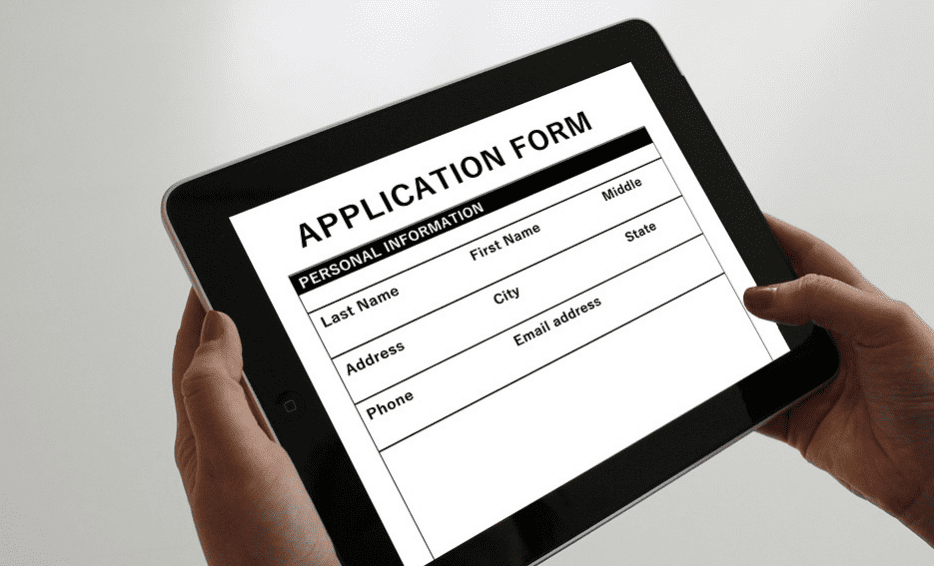 Application form on an ipad