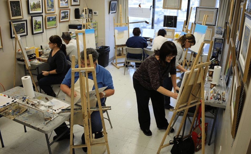Group of adults in a paint class