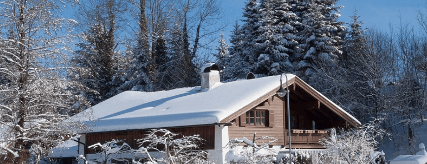 pitched roof with snow on it