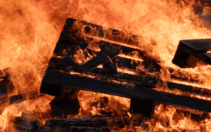Wood palettes burning in fire