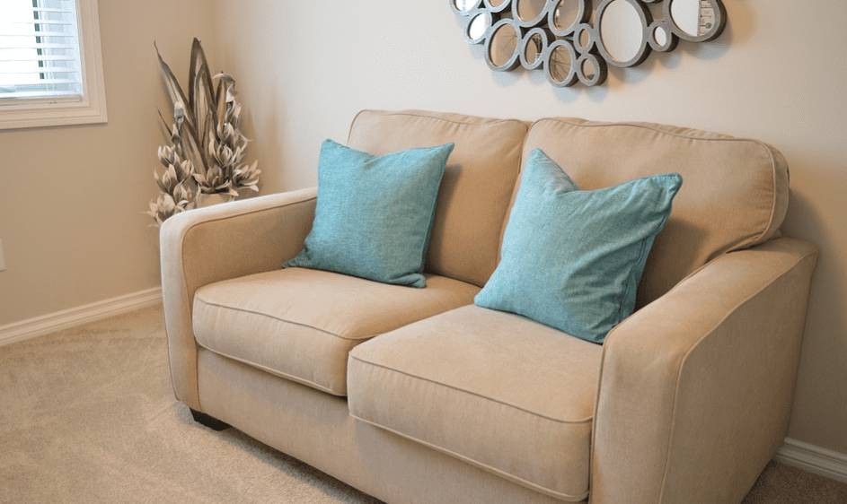 Love seat couch in living room