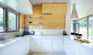 A modern mobile home kitchen