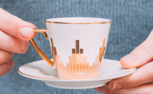 Art deco cup and saucer with gold detailing