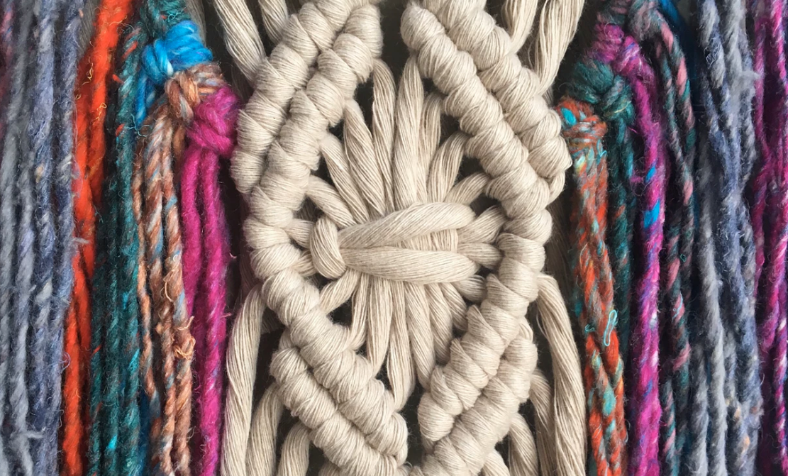 Macrame and other knotted yarn