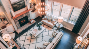 Living room with symmetrical decor