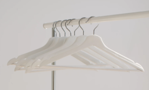 Organized hangers on a rack