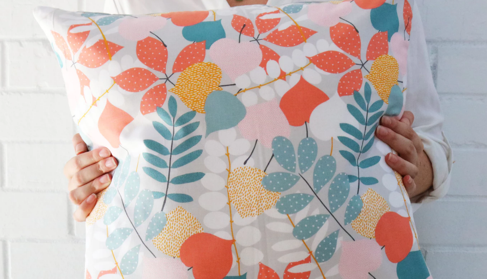 Bright floral patterns on pillow