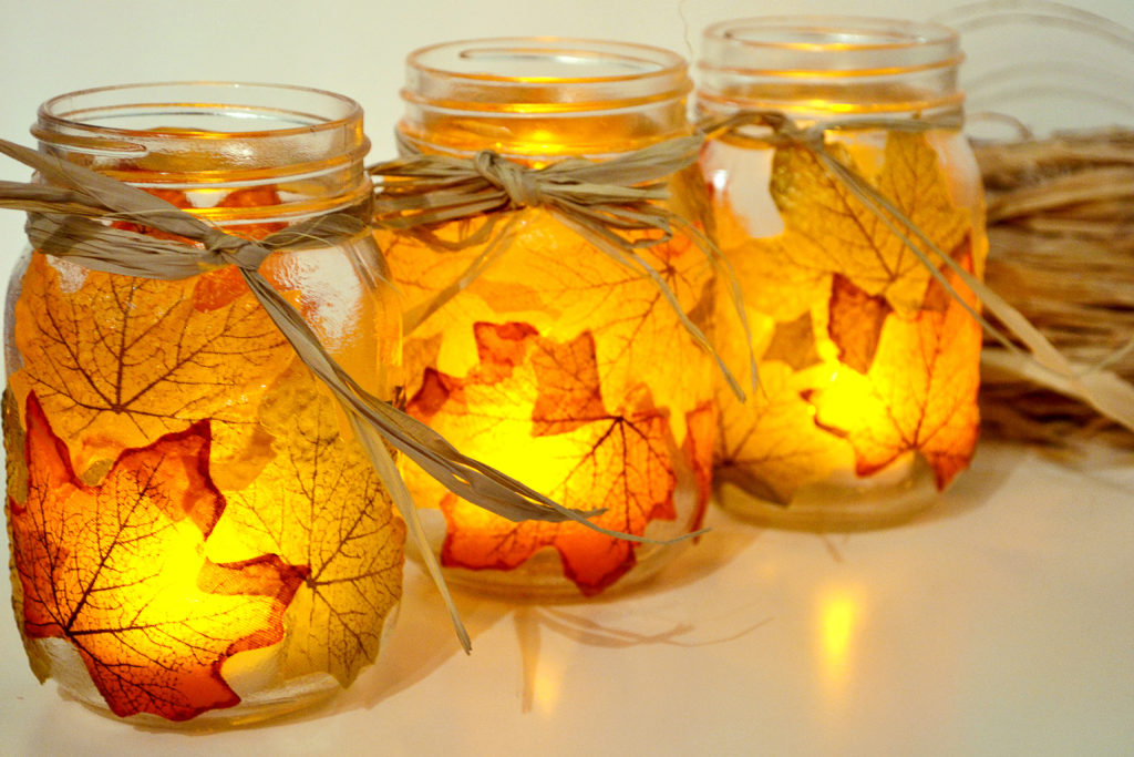 Autumn leaf mason jars