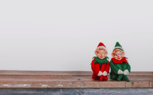 Two elves on the shelf