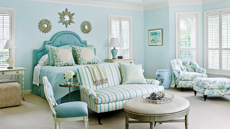 Seaglass blue master bedroom