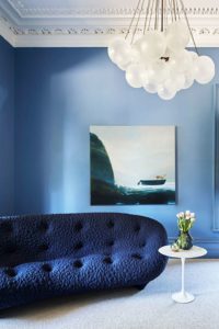 Blue themed living room