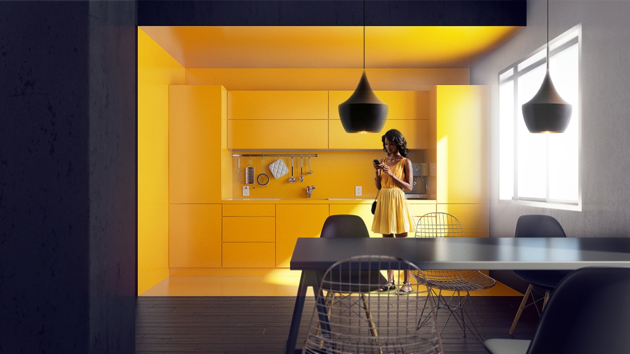 Monochromatic yellow kitchen
