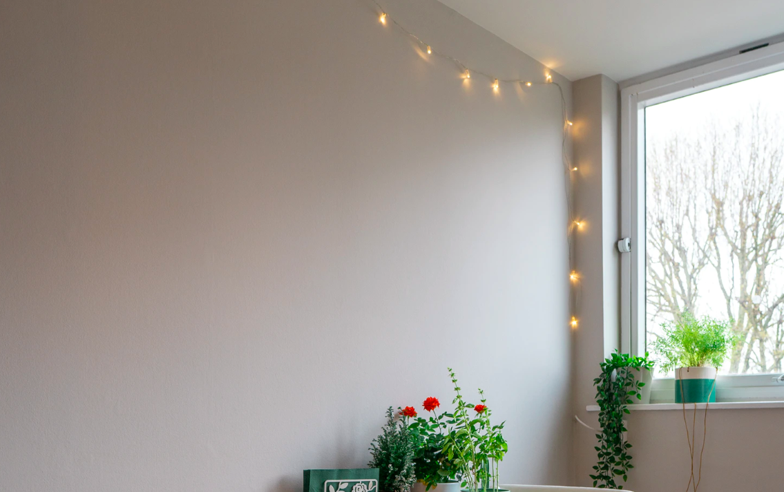 Fairy lights in a room