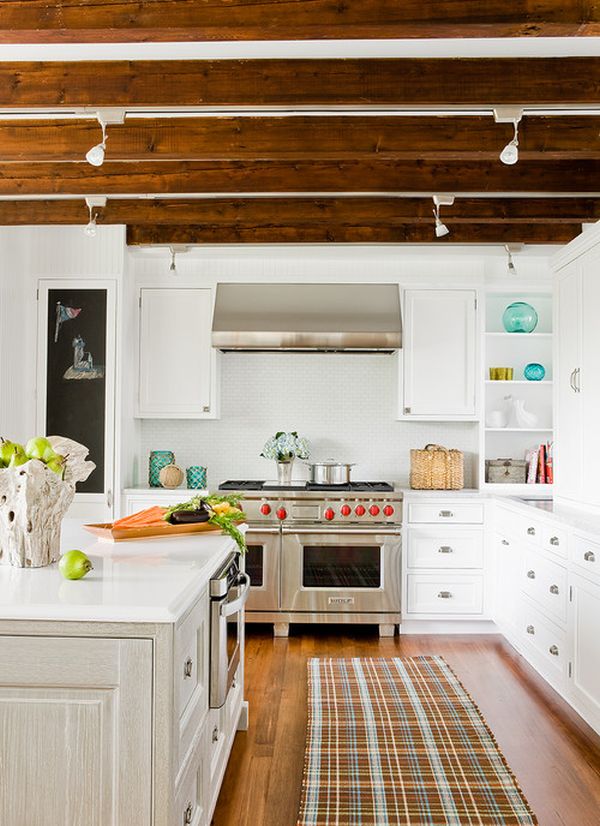 Kitchen wood ceiling beams