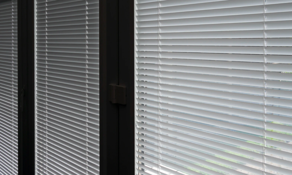 Clean white window blinds