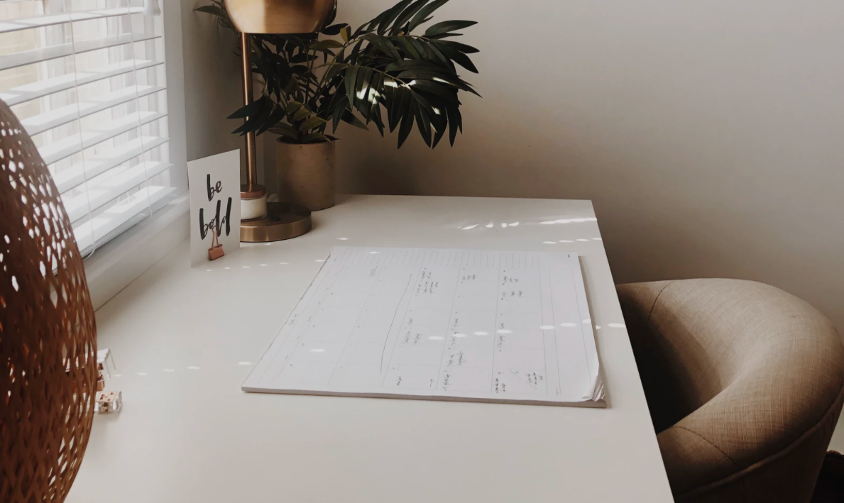Filled calendar planner on a table