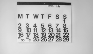 Paper calendar on the wall